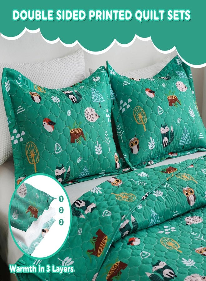 CIMVI Green Forest Animals Quilt Set for Boys Full Size Kids Bedding Sets Lightweight Summer Bedspread Soft Microfiber Breathable Bed Comforter All-Season - Image 5